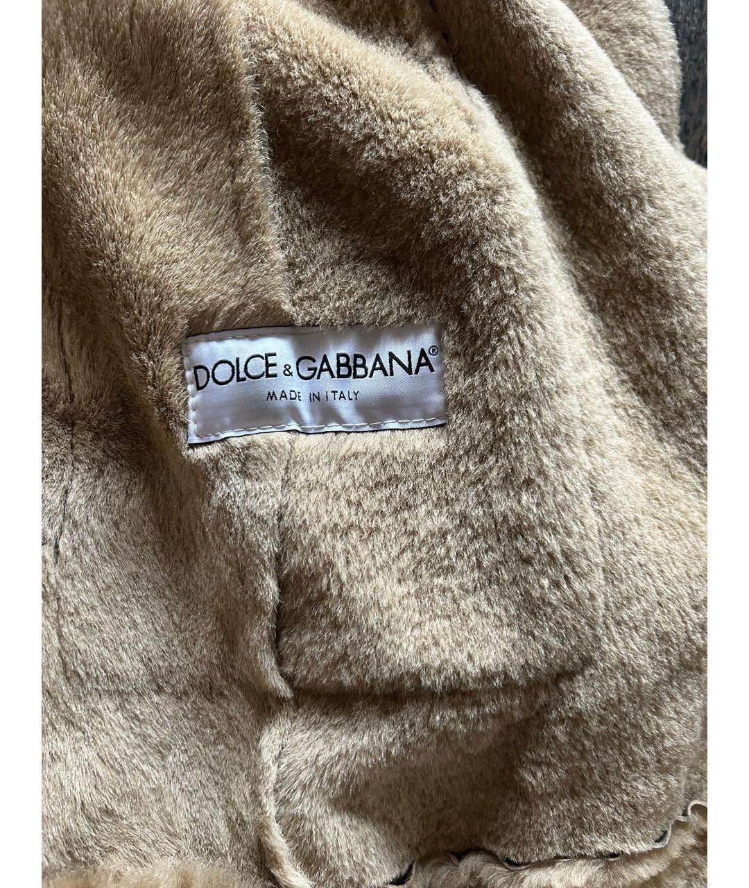 DOLCE&GABBANA Коричневое кожаное пальто, фото 4