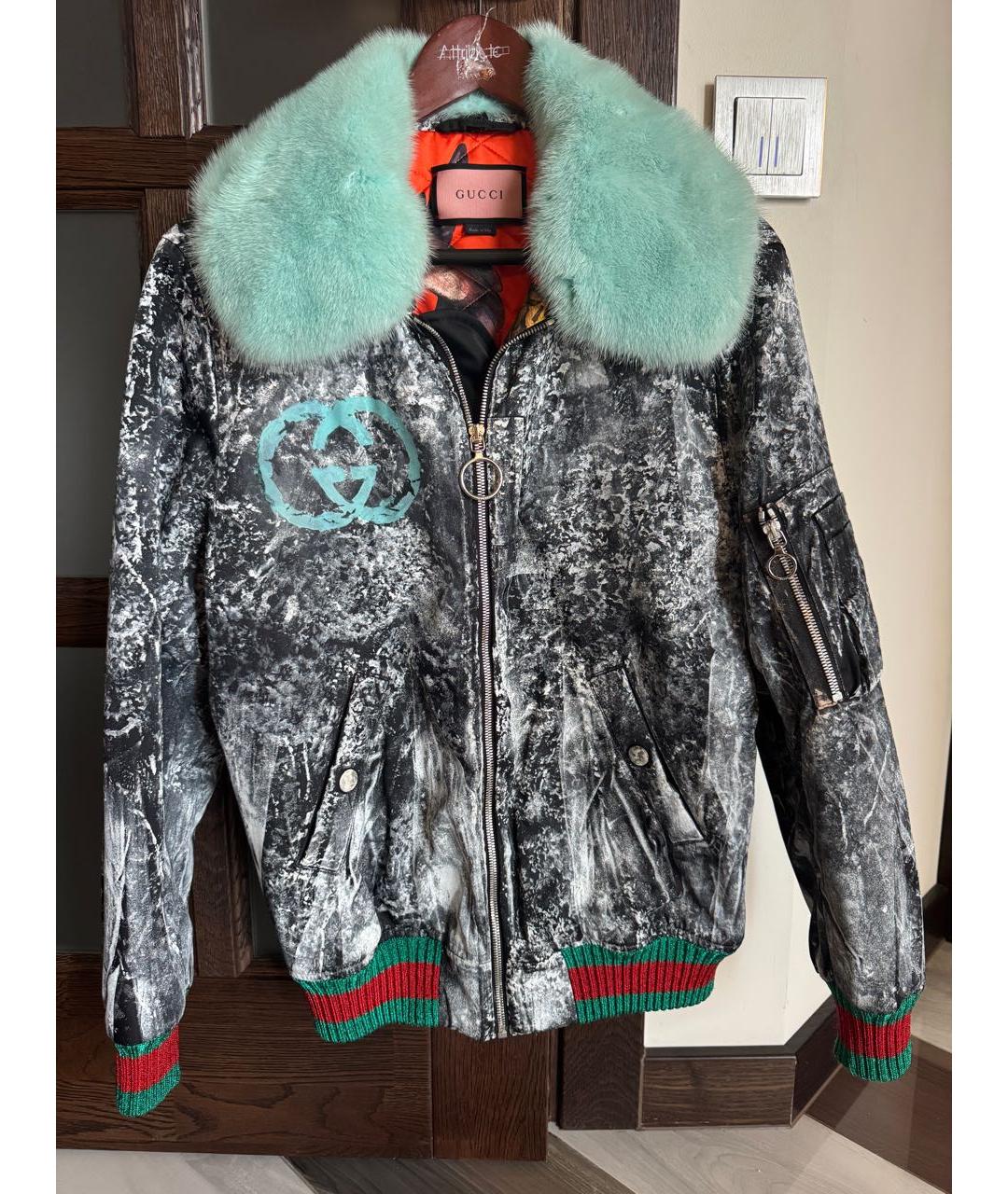 GUCCI Бирюзовая полиэстеровая куртка, фото 6
