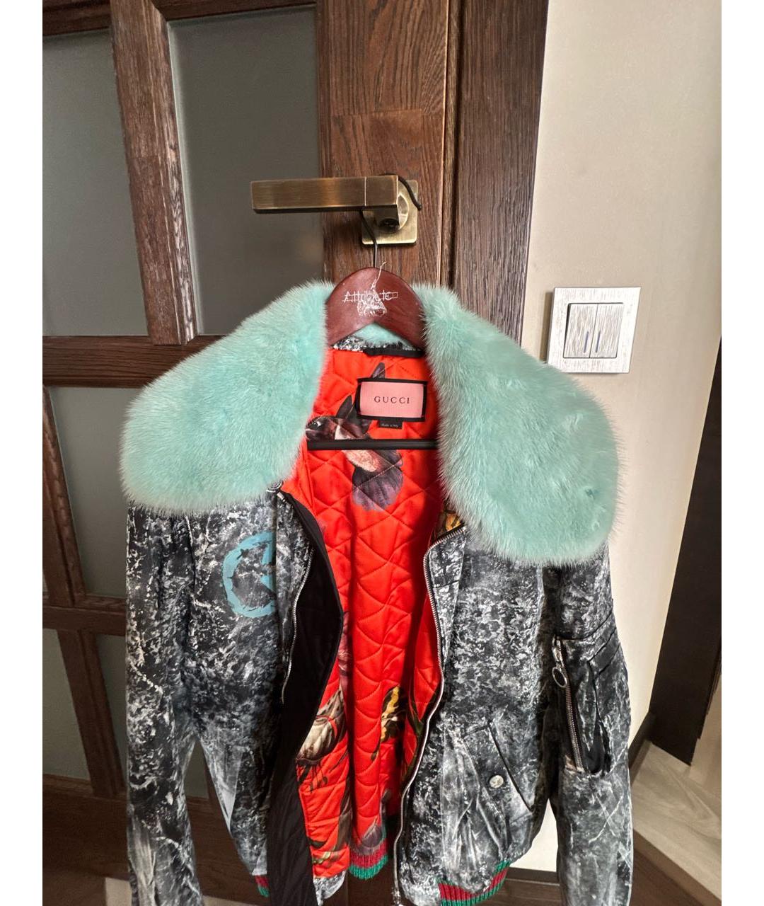 GUCCI Бирюзовая полиэстеровая куртка, фото 4