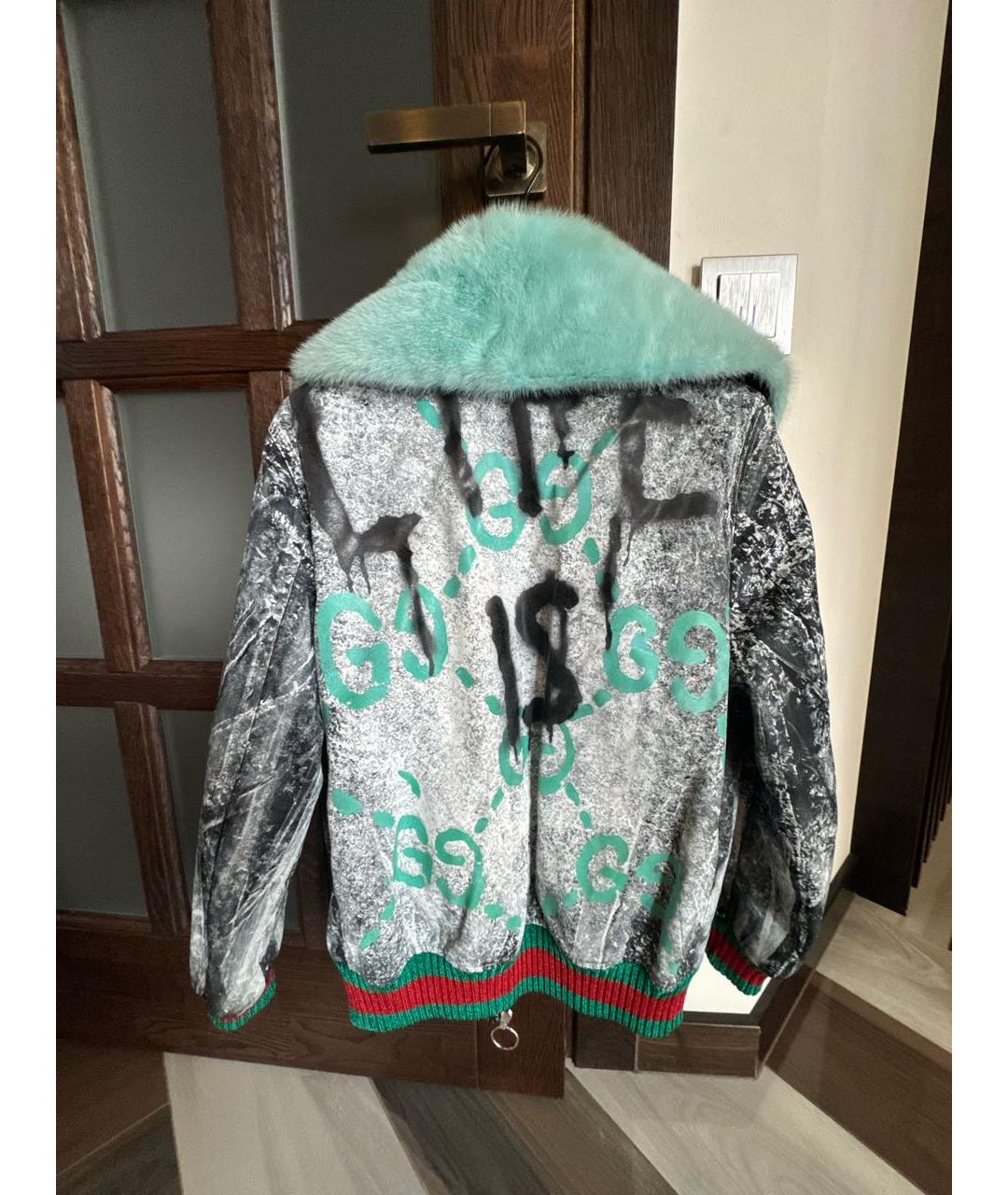GUCCI Бирюзовая полиэстеровая куртка, фото 2