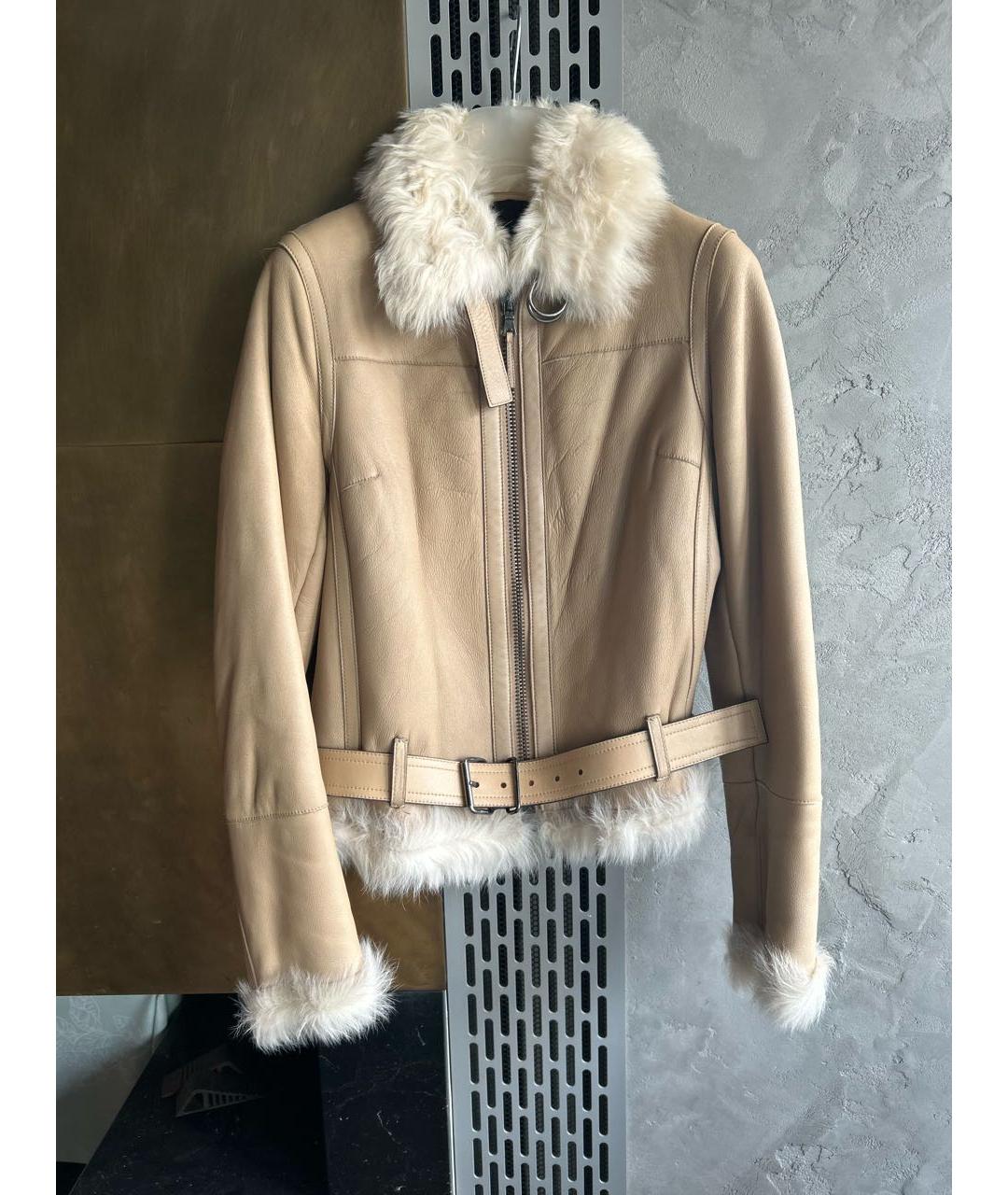 PRADA Бежевая кожаная дубленка, фото 9