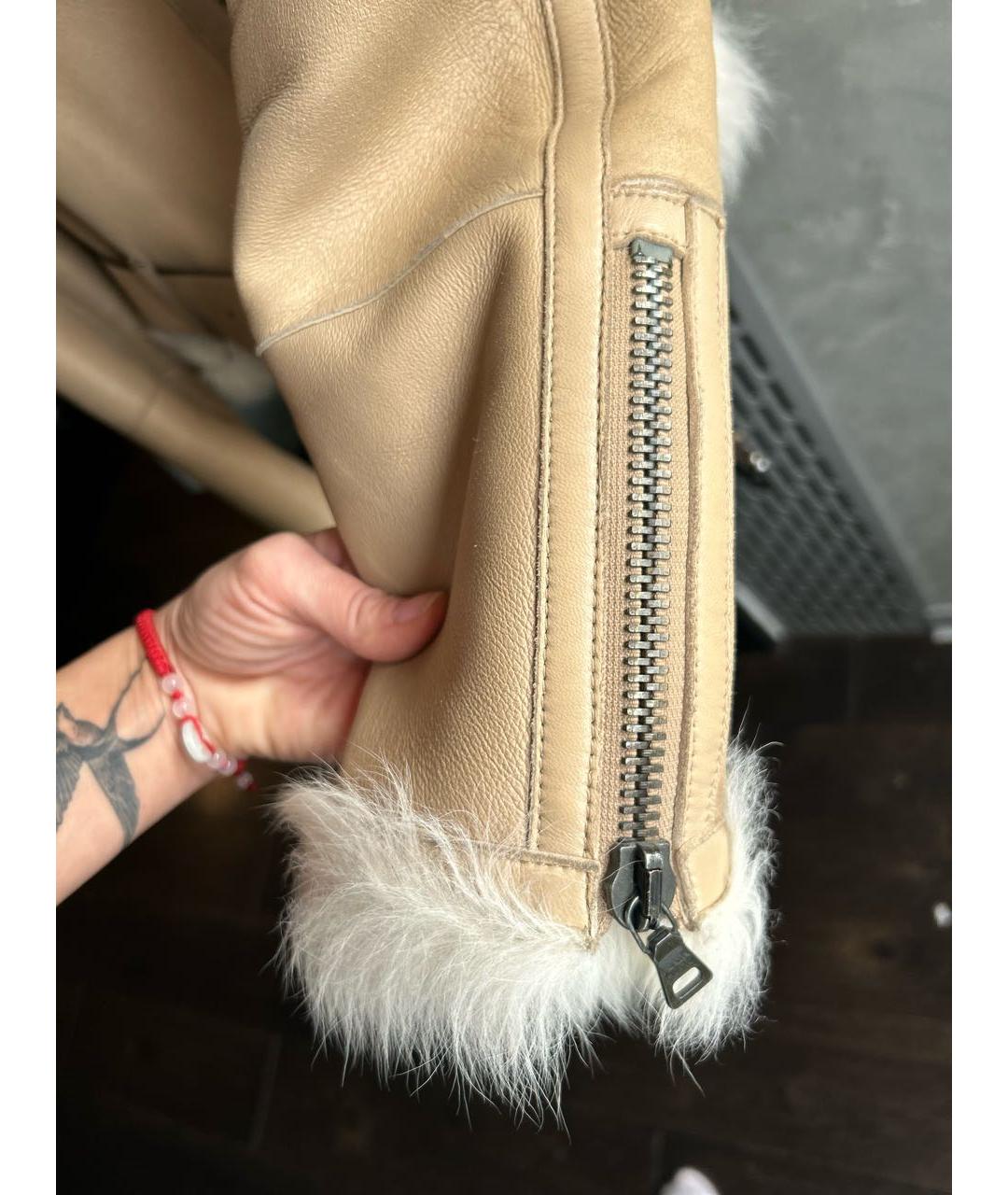 PRADA Бежевая кожаная дубленка, фото 7
