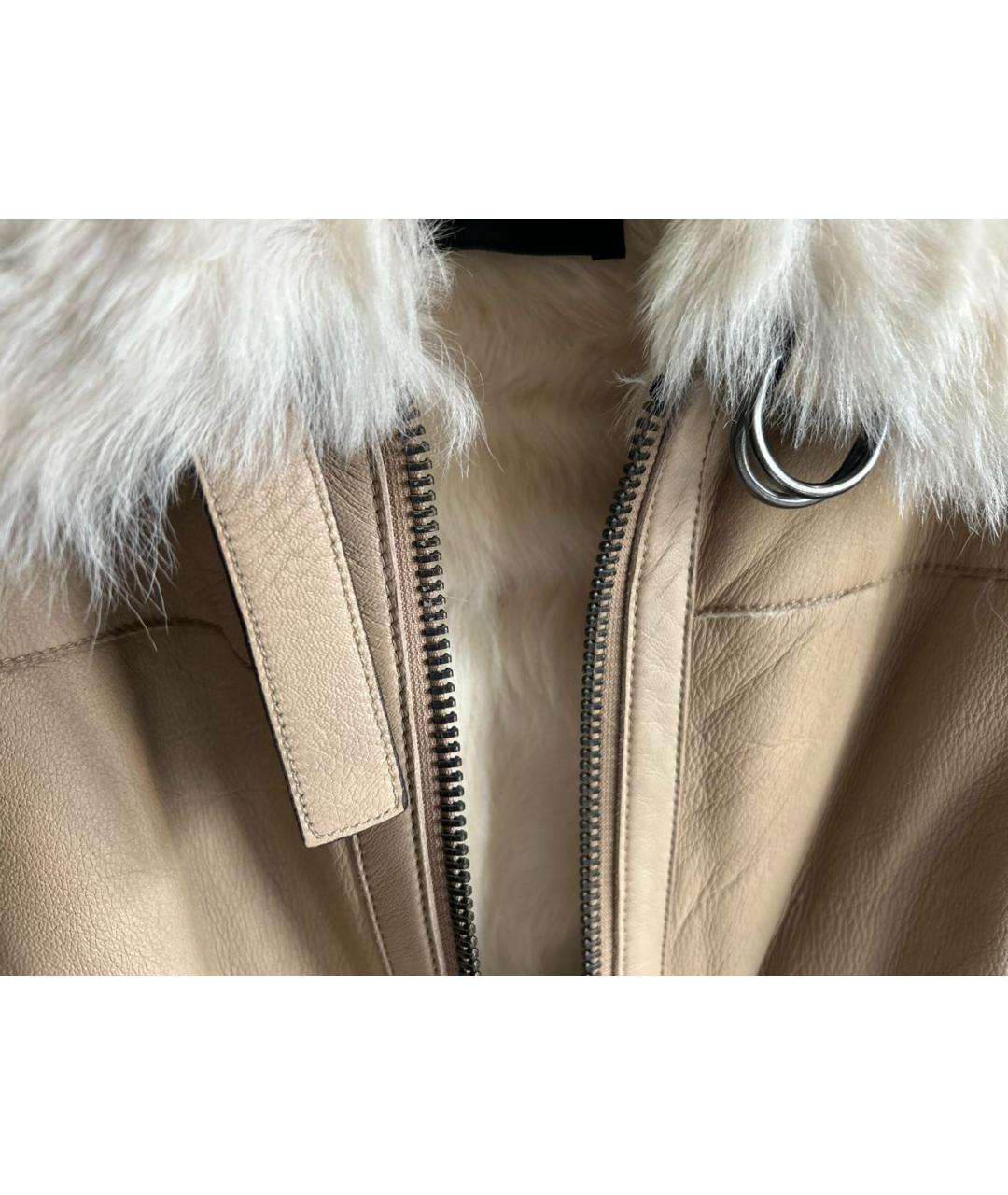 PRADA Бежевая кожаная дубленка, фото 4