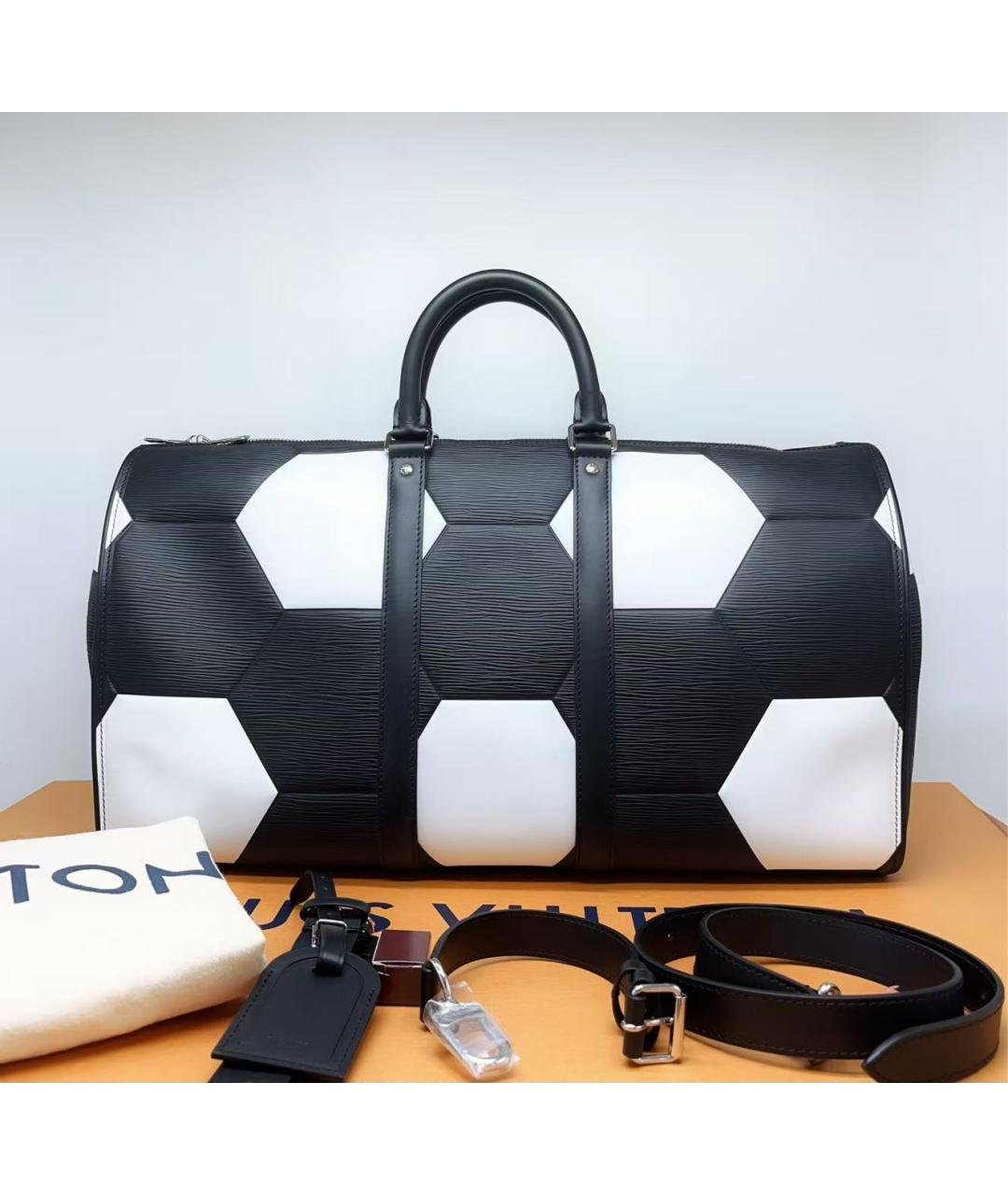 LOUIS VUITTON Черная кожаная дорожная/спортивная сумка, фото 2