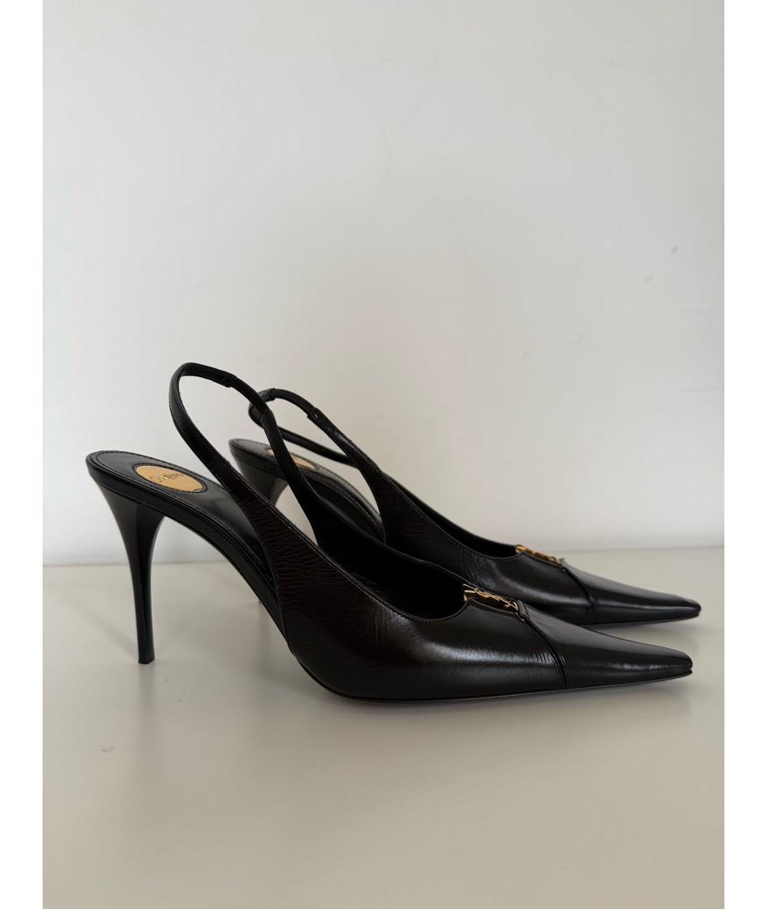 SAINT LAURENT Черные кожаные туфли, фото 4