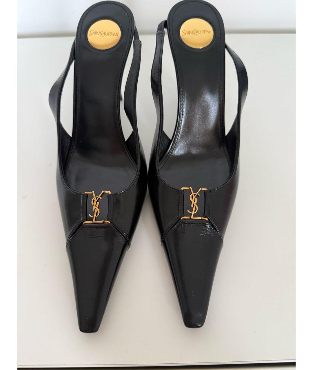 SAINT LAURENT Черные кожаные туфли, фото 2