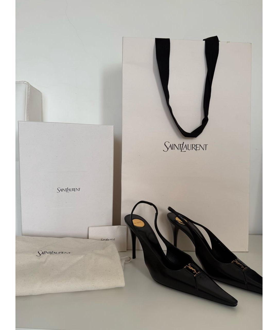 SAINT LAURENT Черные кожаные туфли, фото 3