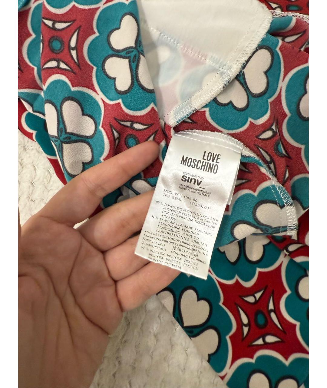 LOVE MOSCHINO Мульти полиэстеровое повседневное платье, фото 4