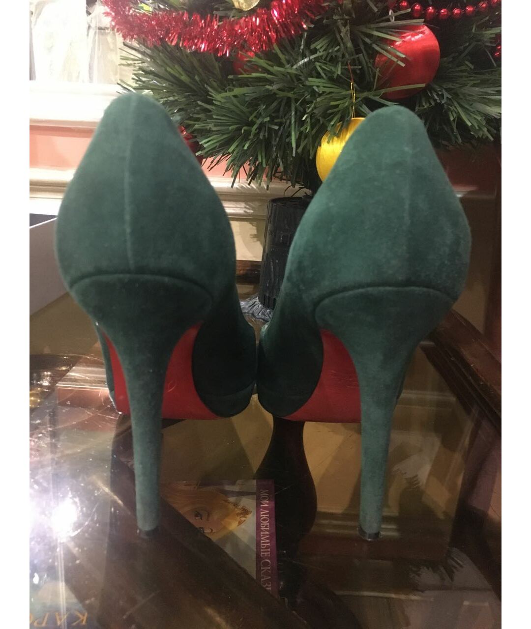 CHRISTIAN LOUBOUTIN Зеленые замшевые туфли, фото 4