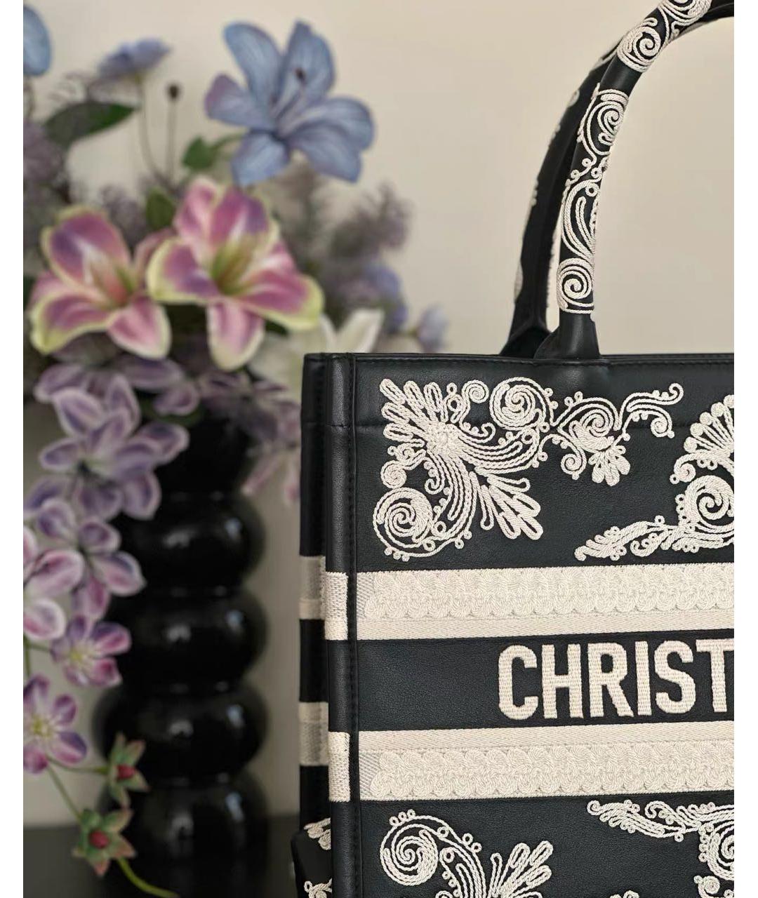 CHRISTIAN DIOR Черная кожаная сумка тоут, фото 7