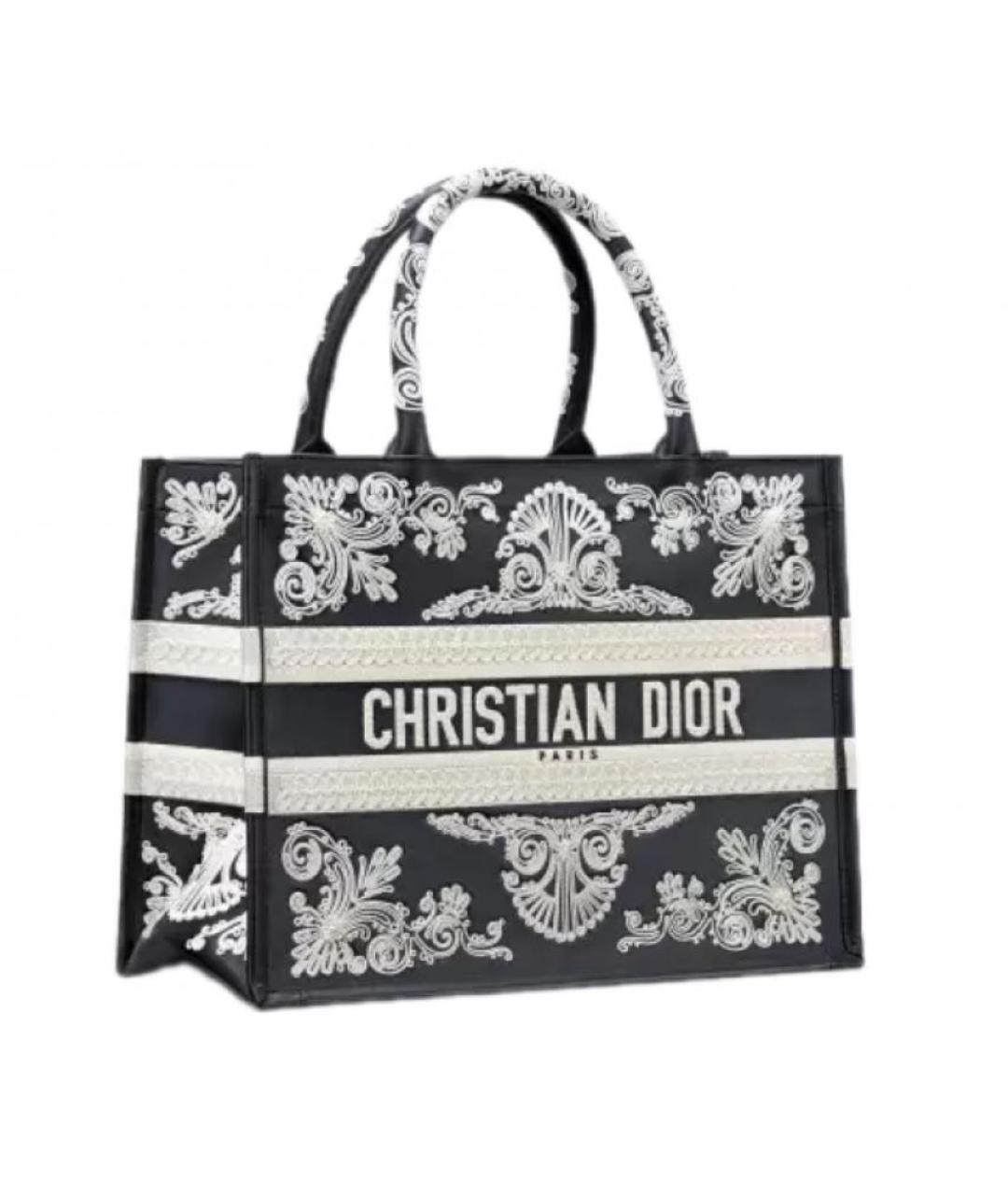 CHRISTIAN DIOR Черная кожаная сумка тоут, фото 1