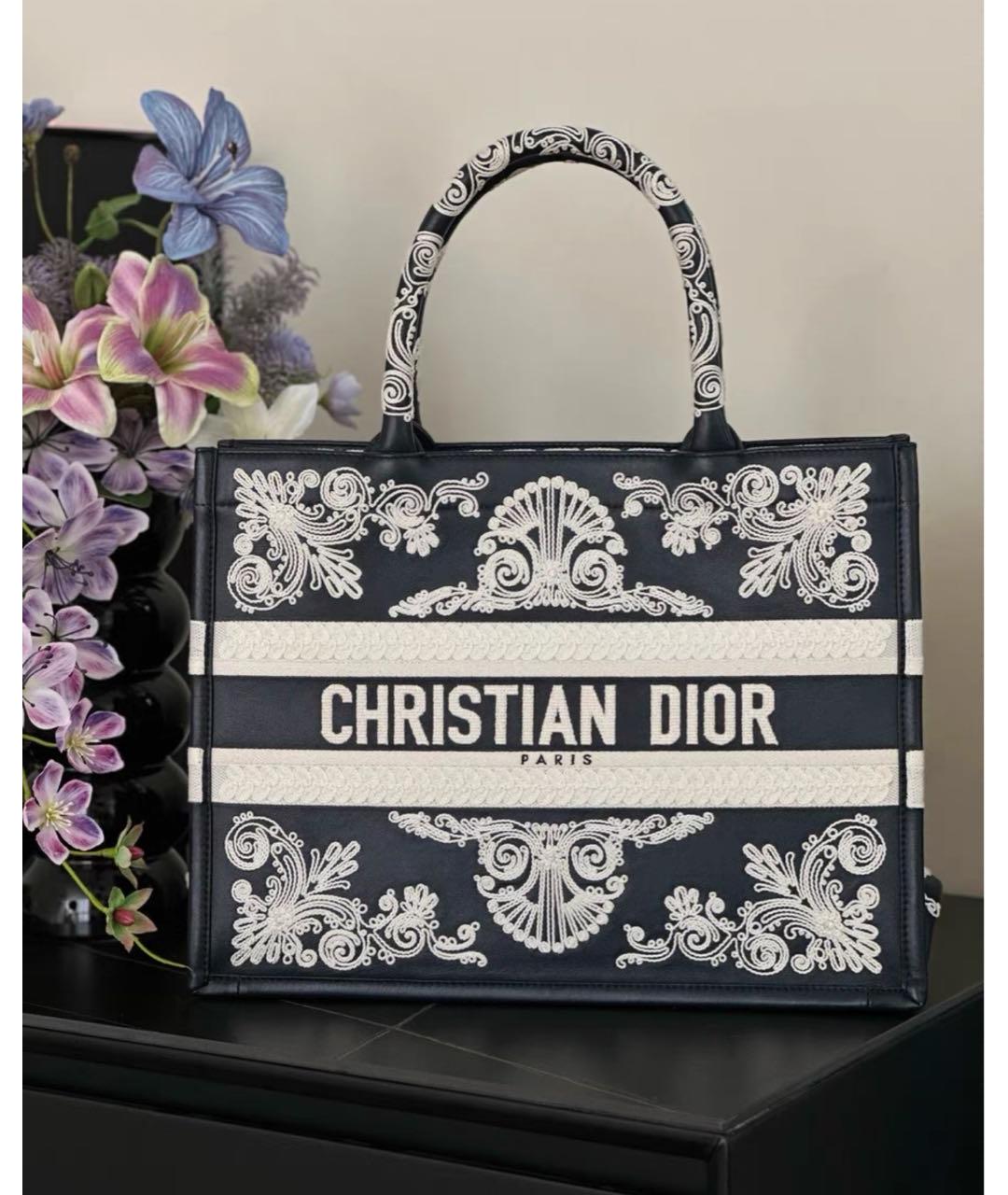 CHRISTIAN DIOR Черная кожаная сумка тоут, фото 3