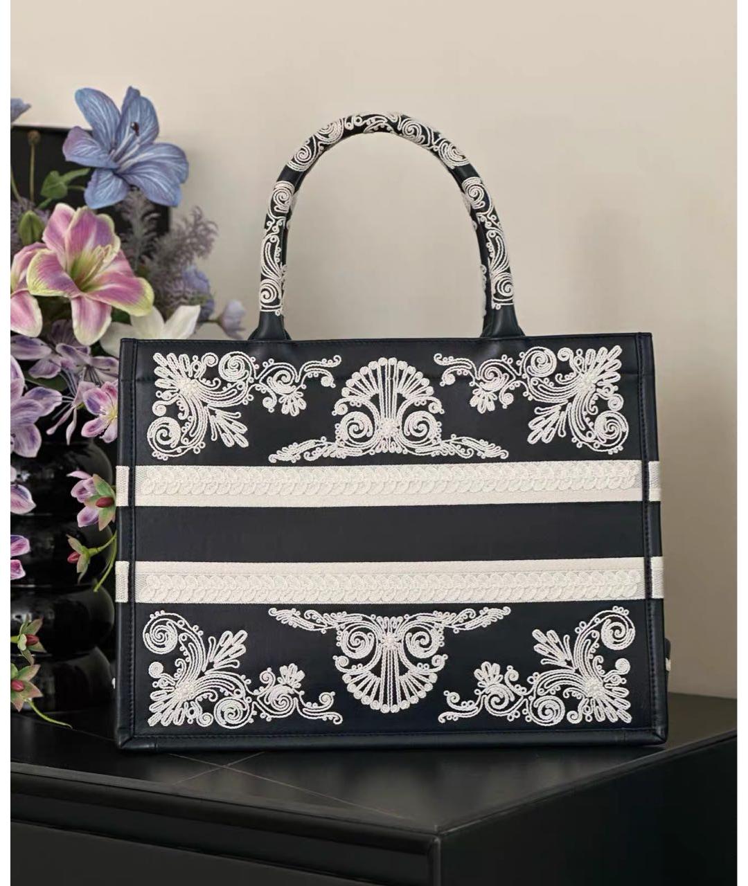 CHRISTIAN DIOR Черная кожаная сумка тоут, фото 4