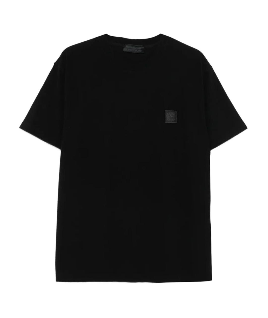 STONE ISLAND Черная хлопковая футболка, фото 1