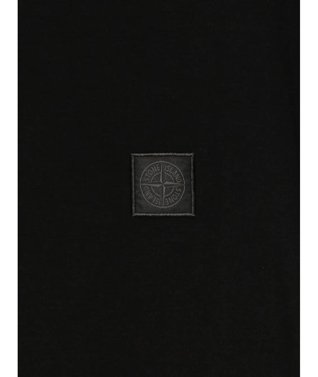 STONE ISLAND Черная хлопковая футболка, фото 2