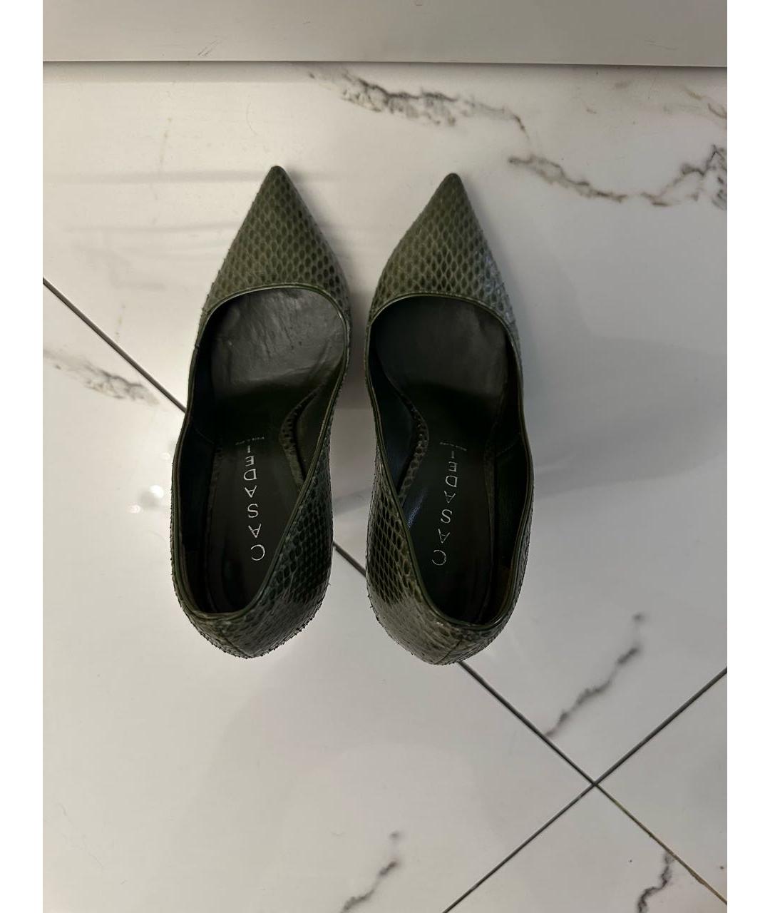 CASADEI Хаки туфли из экзотической кожи, фото 3