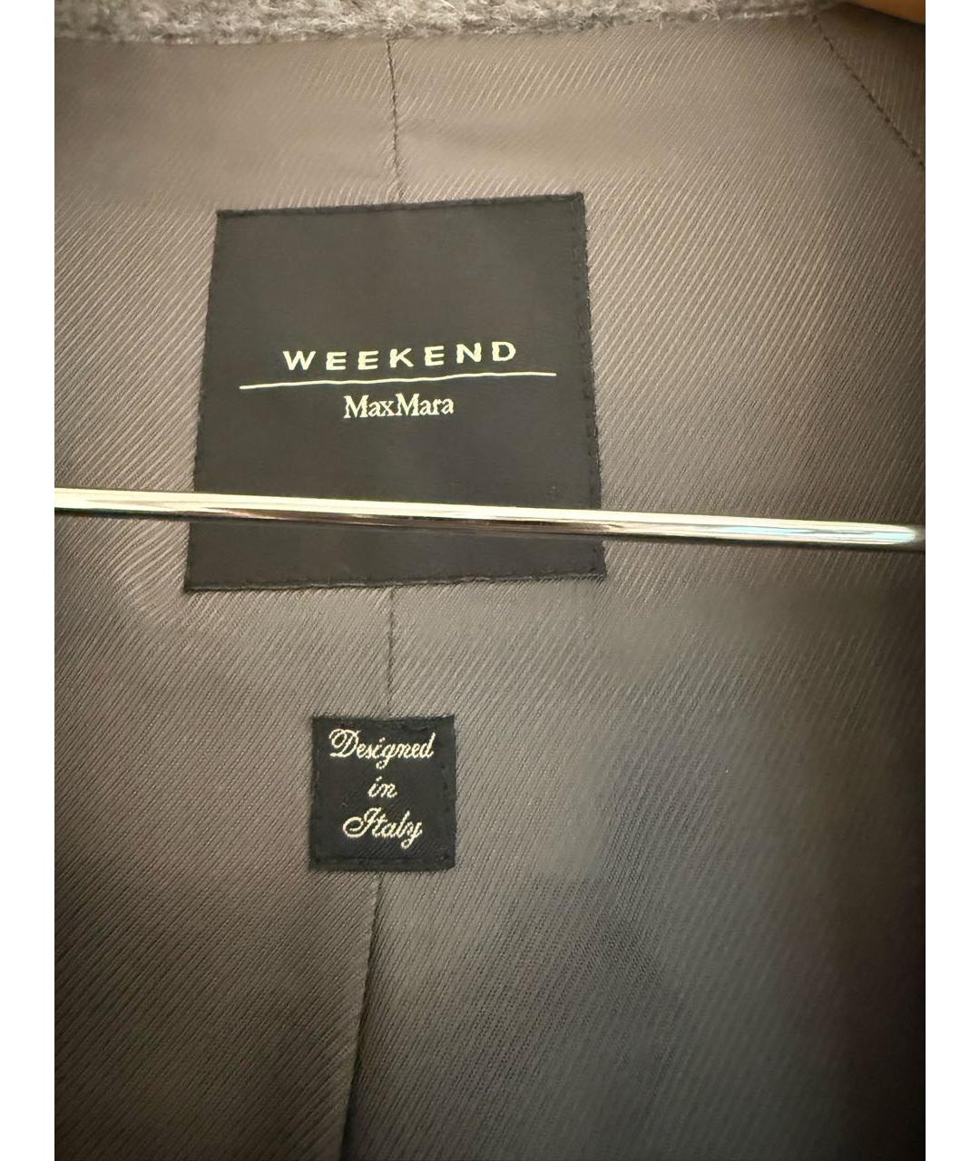WEEKEND MAX MARA Серое шерстяное пальто, фото 3
