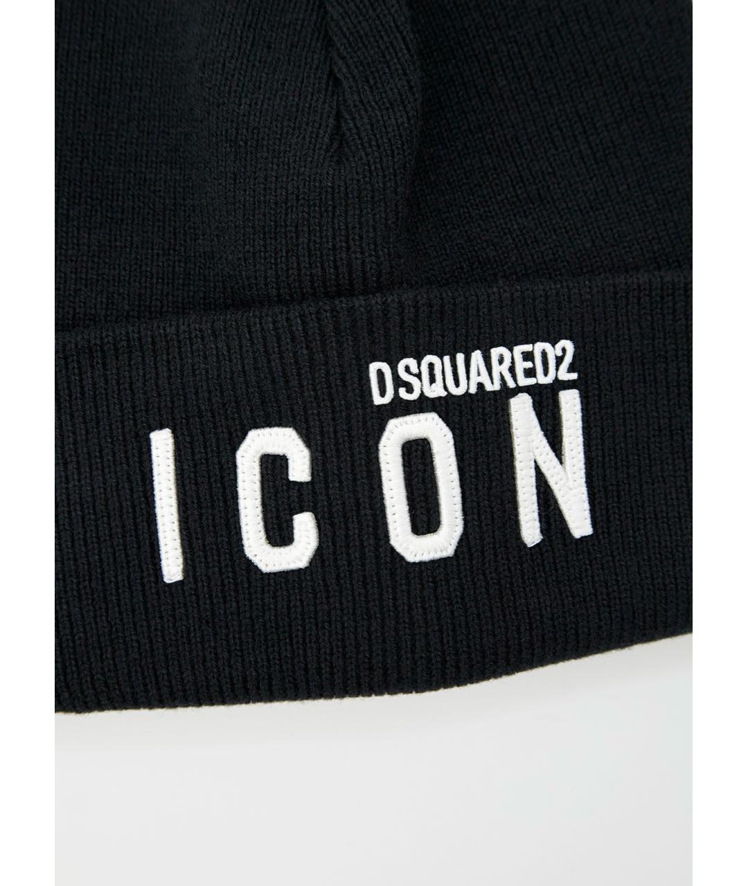 DSQUARED2 Черная шерстяная шапка, фото 3