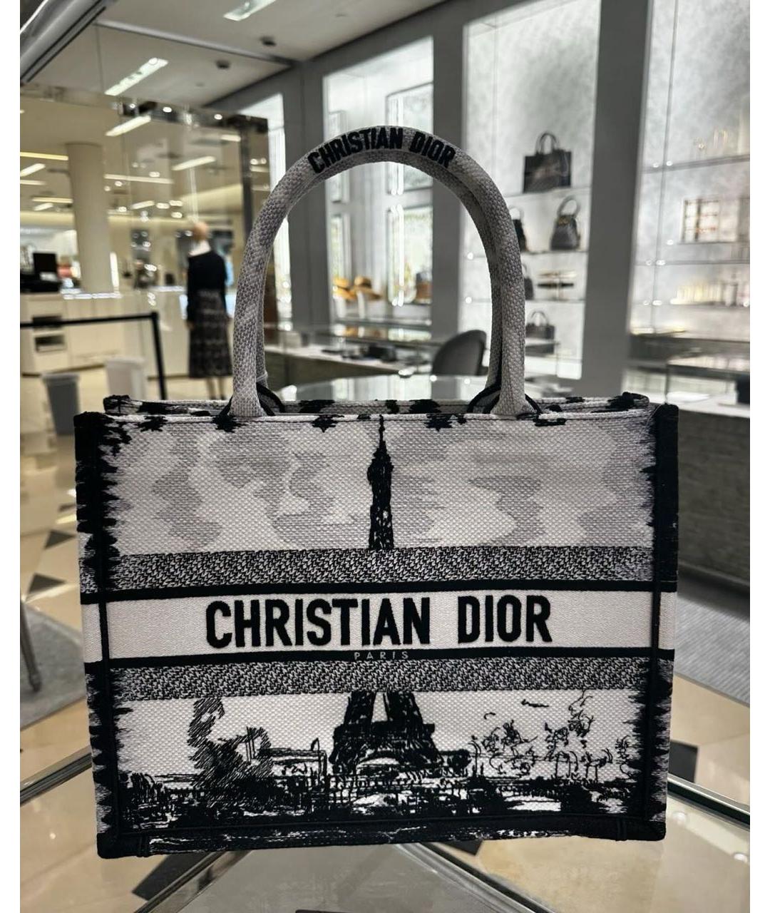 CHRISTIAN DIOR Черная тканевая сумка тоут, фото 2