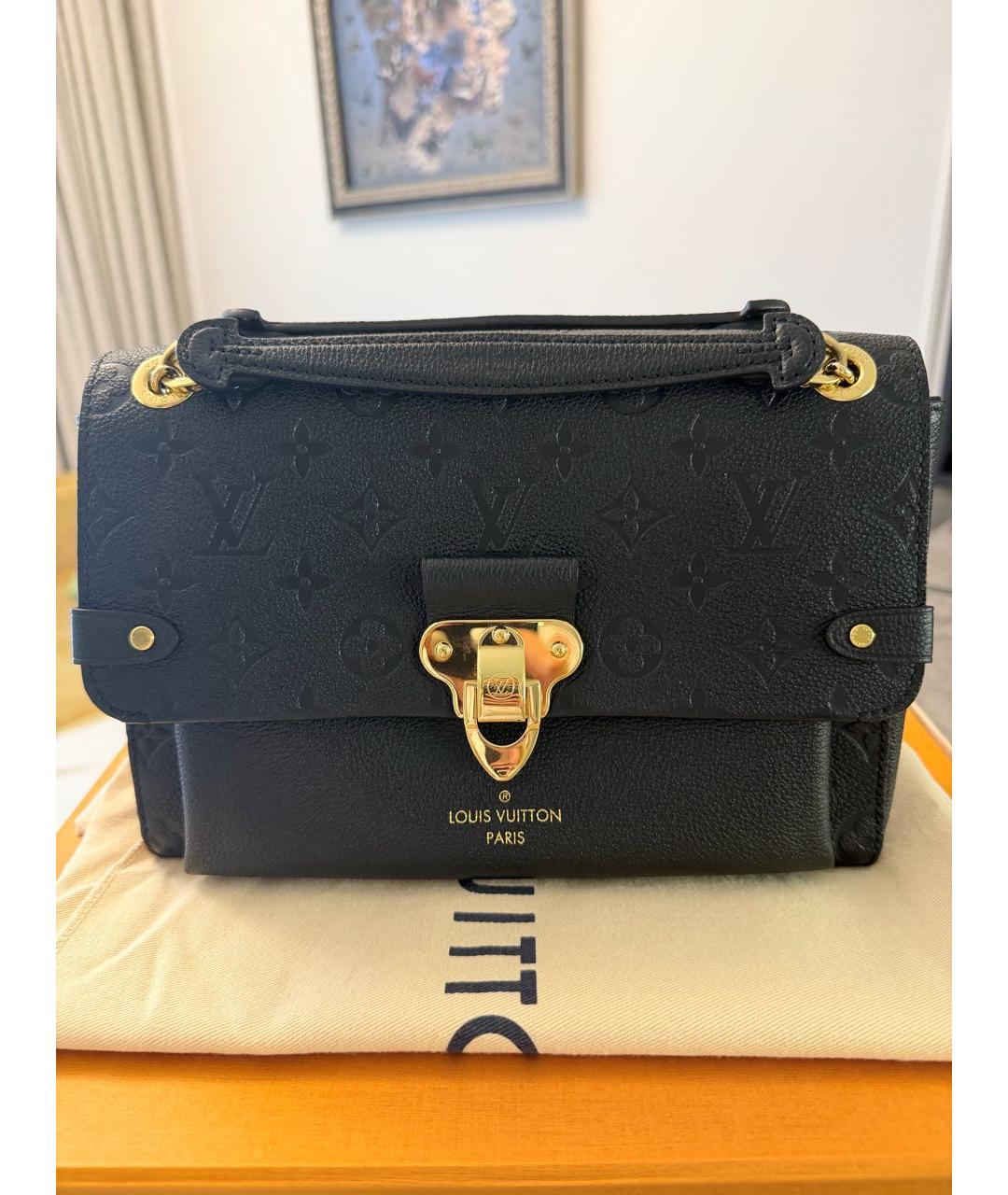 LOUIS VUITTON Черная кожаная сумка через плечо, фото 9