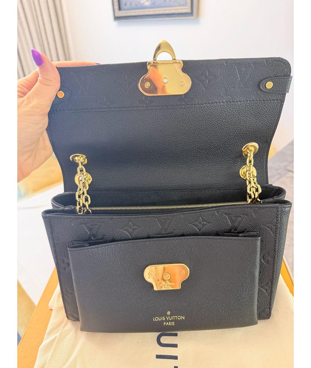 LOUIS VUITTON Черная кожаная сумка через плечо, фото 8