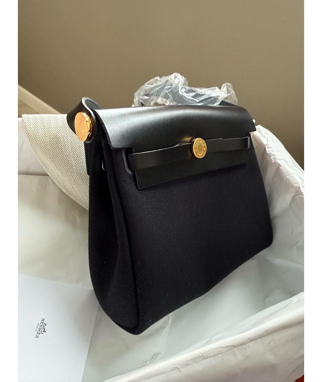 HERMES Черная тканевая сумка через плечо, фото 2