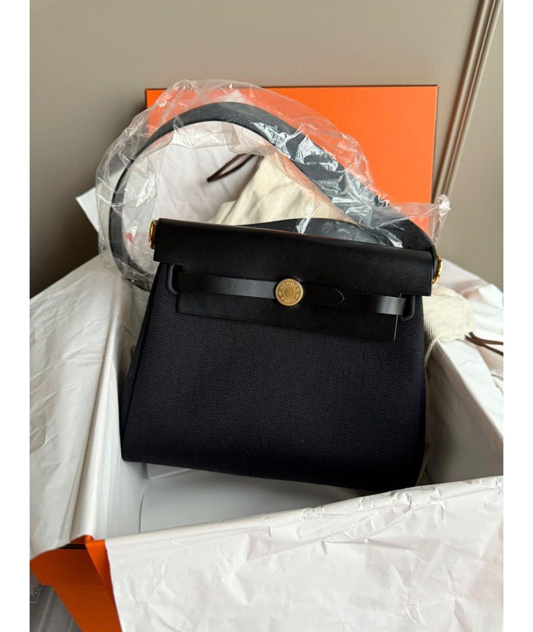 HERMES Черная тканевая сумка через плечо, фото 5