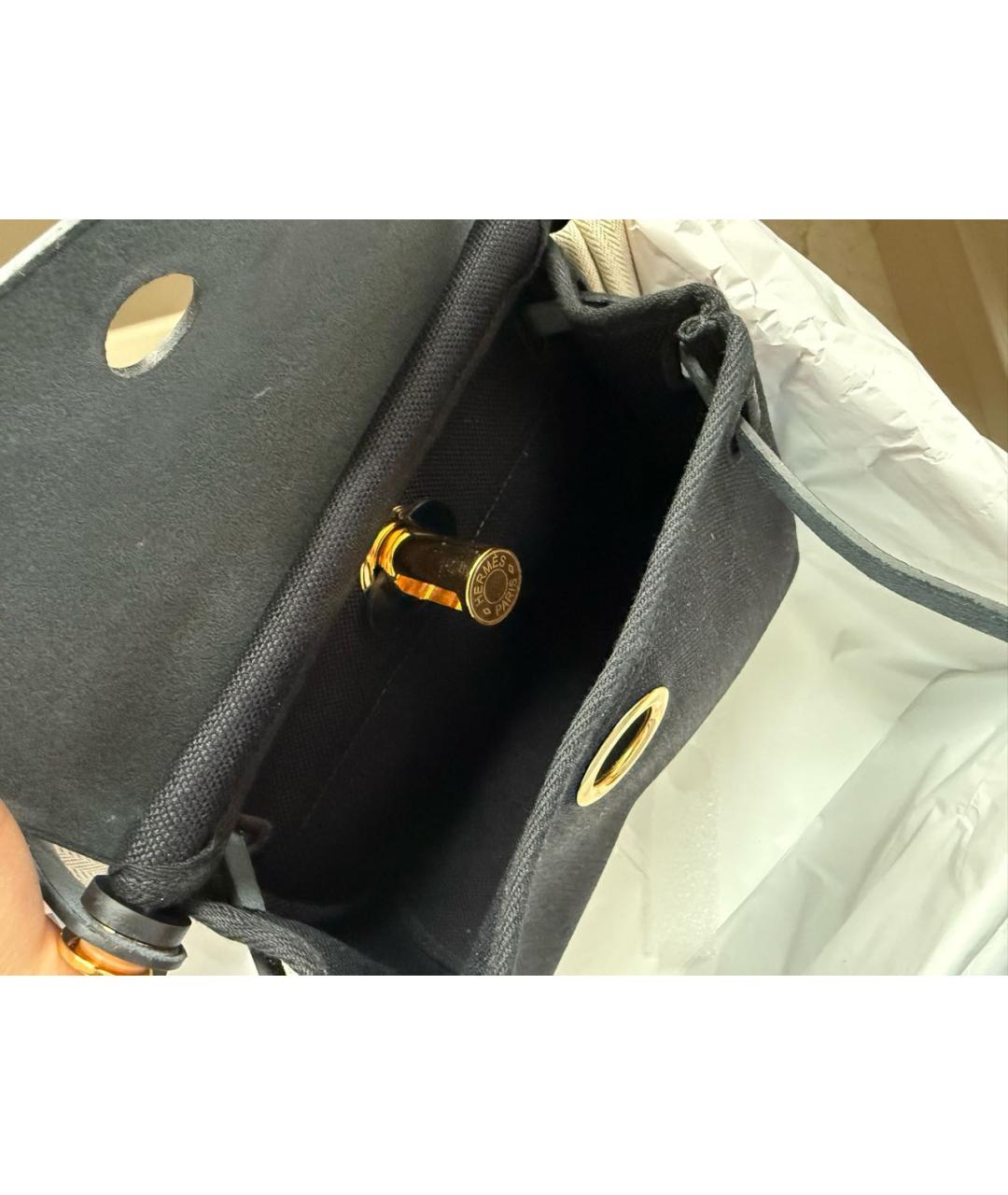 HERMES Черная тканевая сумка через плечо, фото 4