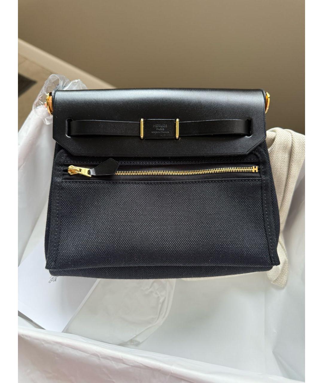 HERMES Черная тканевая сумка через плечо, фото 3