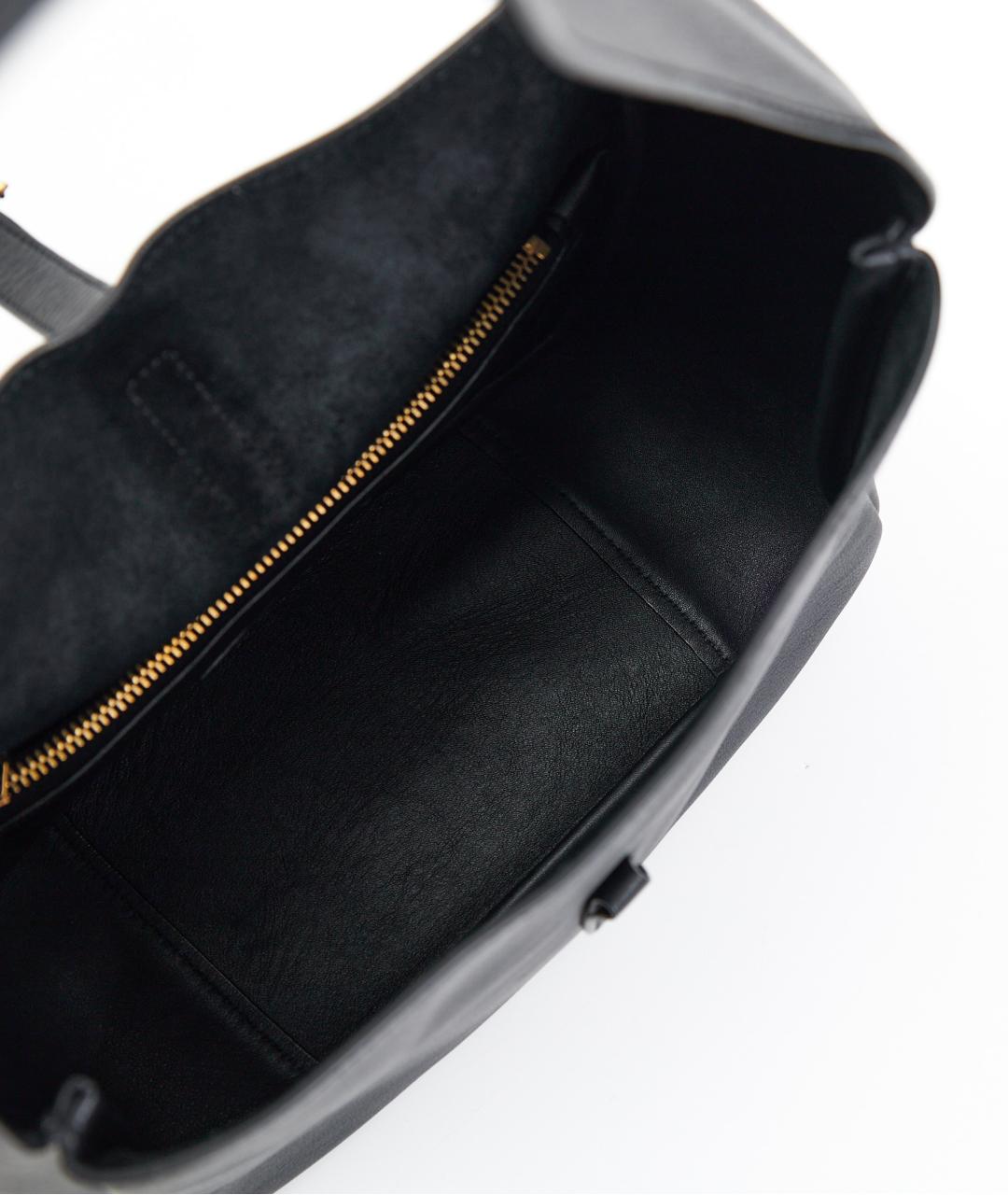 SAINT LAURENT Черная кожаная сумка с короткими ручками, фото 8