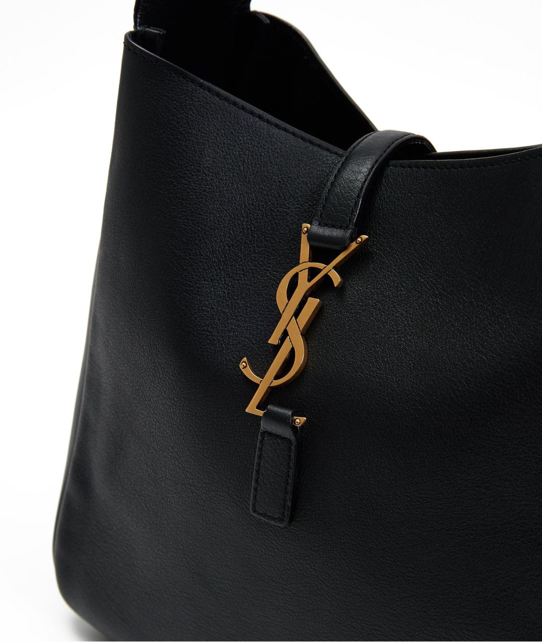 SAINT LAURENT Черная кожаная сумка с короткими ручками, фото 7