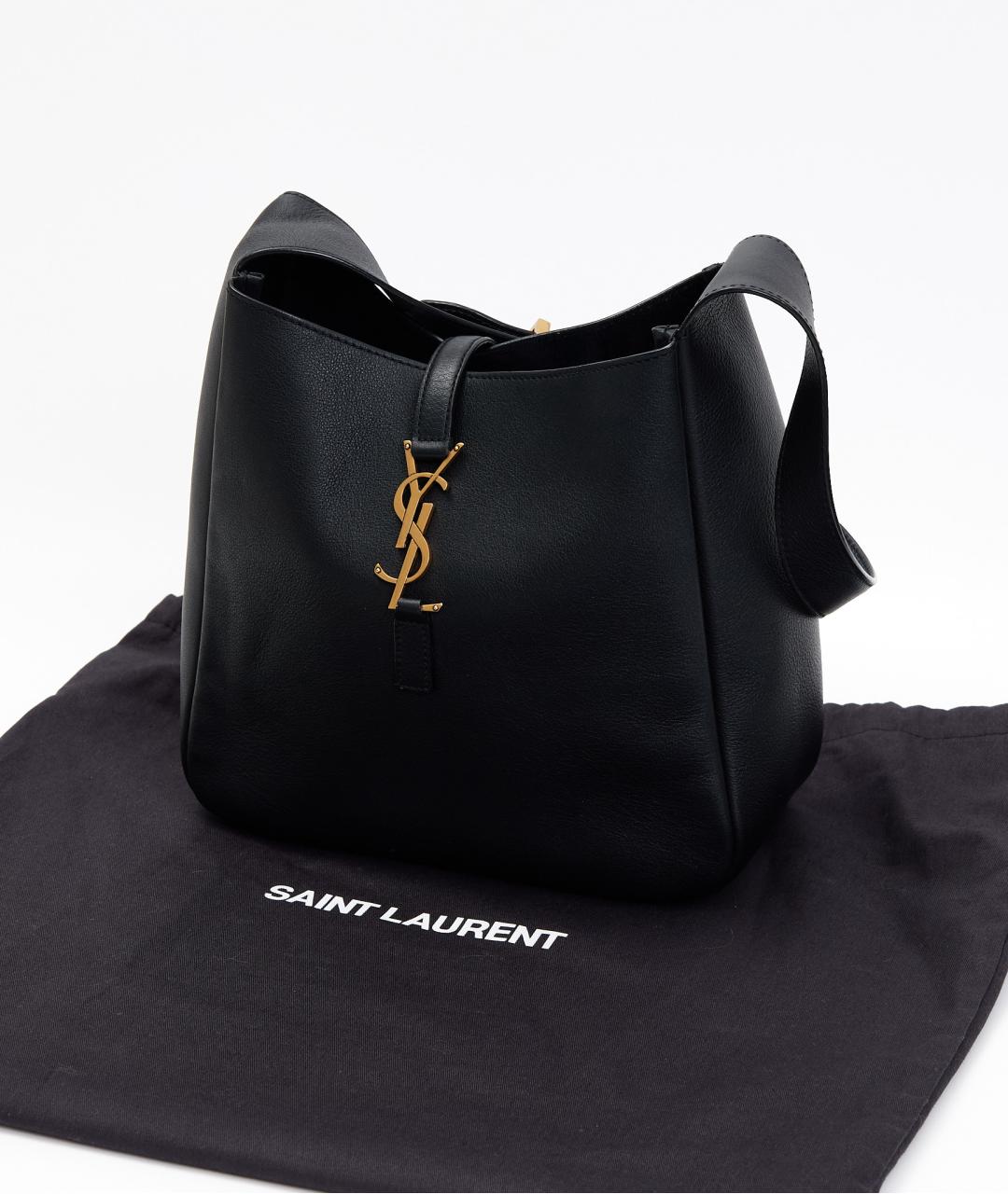 SAINT LAURENT Черная кожаная сумка с короткими ручками, фото 4