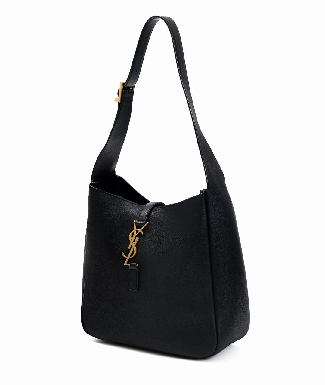 SAINT LAURENT Черная кожаная сумка с короткими ручками, фото 2