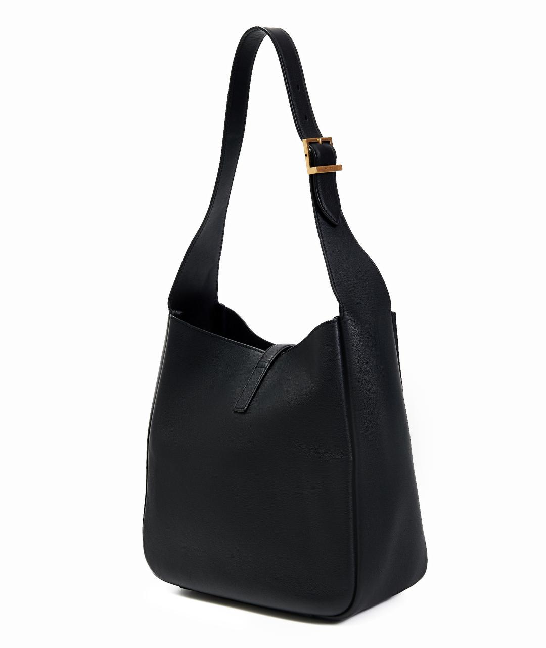 SAINT LAURENT Черная кожаная сумка с короткими ручками, фото 3