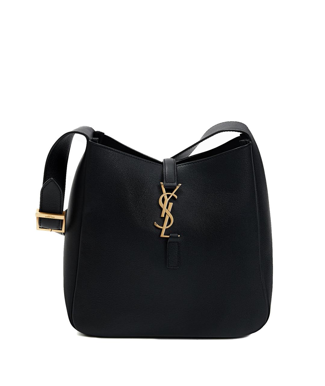 SAINT LAURENT Черная кожаная сумка с короткими ручками, фото 5