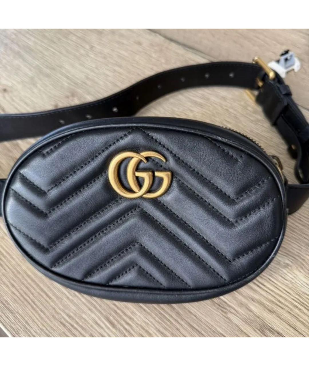 GUCCI Черная кожаная поясная сумка, фото 2