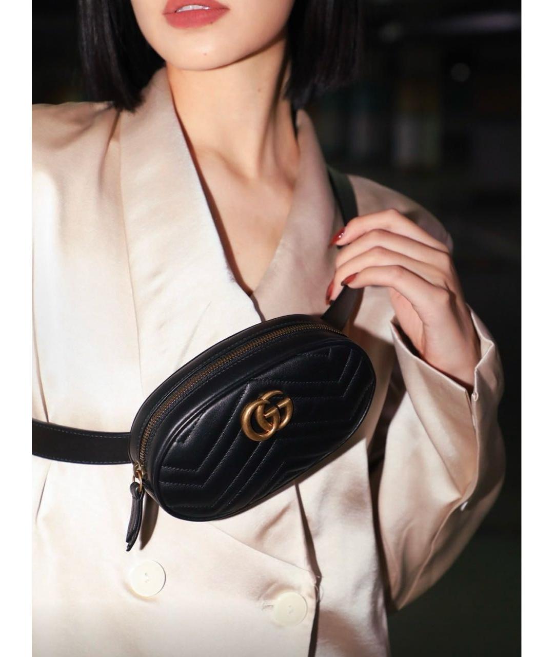 GUCCI Черная кожаная поясная сумка, фото 6