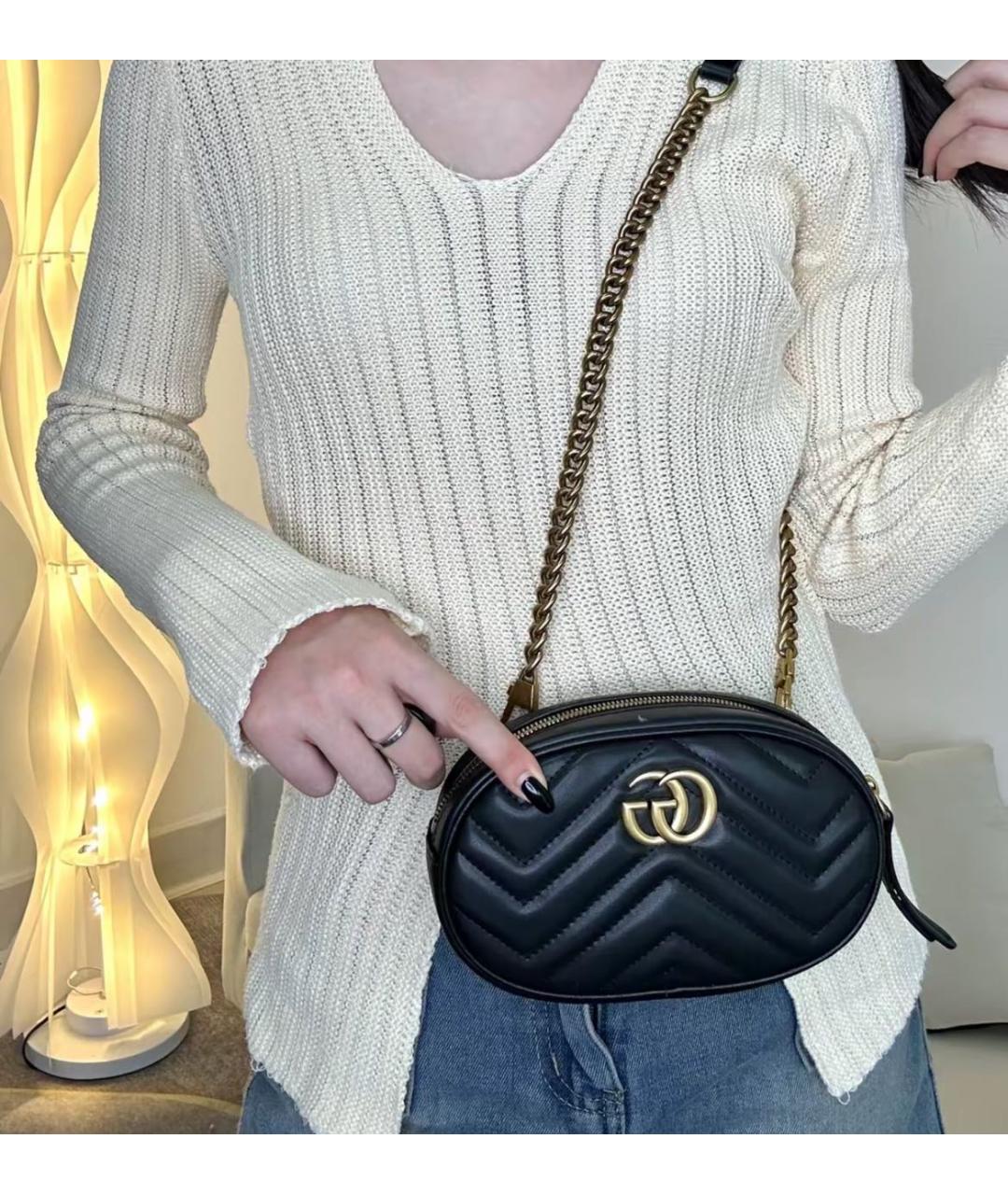 GUCCI Черная кожаная поясная сумка, фото 7