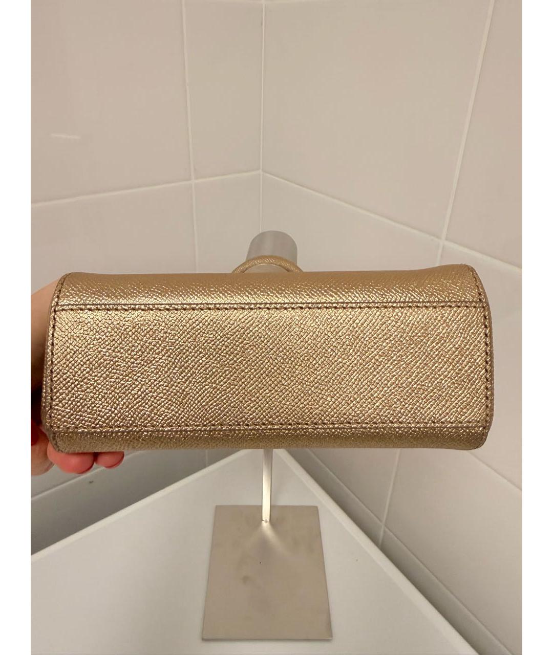 DOLCE&GABBANA Золотая кожаная сумка с короткими ручками, фото 3