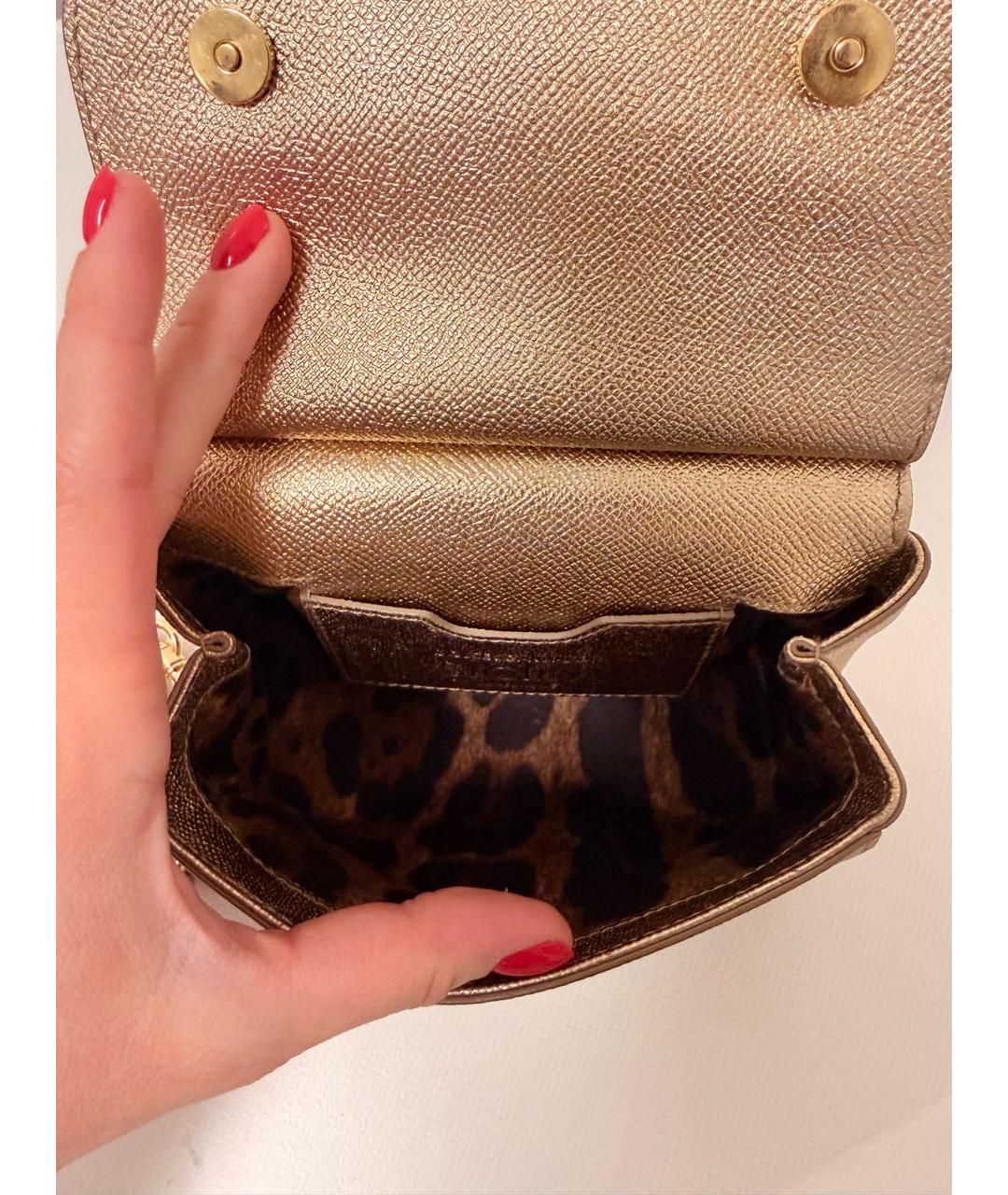 DOLCE&GABBANA Золотая кожаная сумка с короткими ручками, фото 7