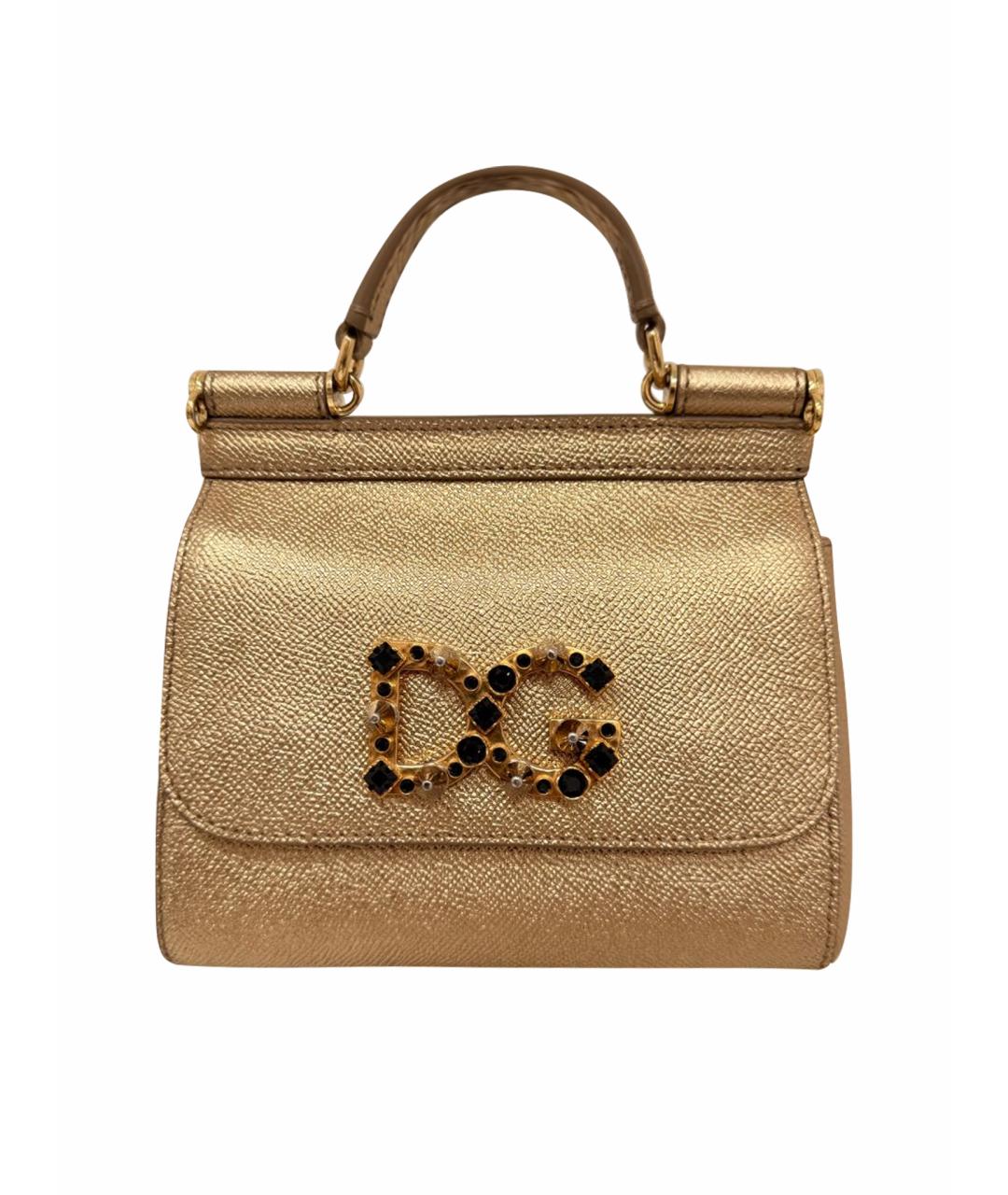 DOLCE&GABBANA Золотая кожаная сумка с короткими ручками, фото 1