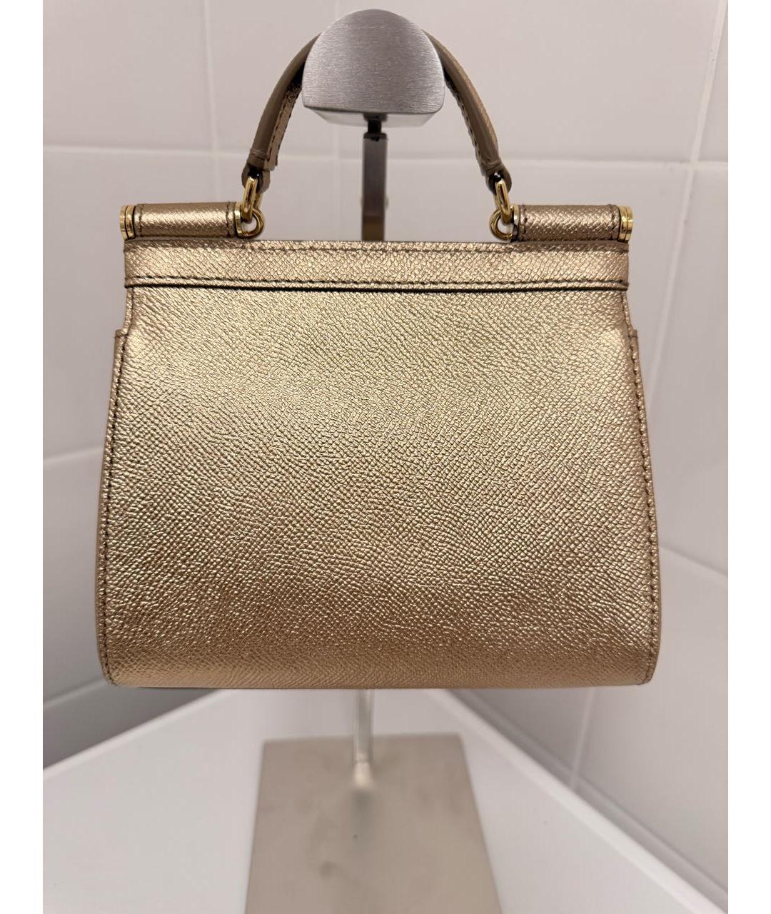 DOLCE&GABBANA Золотая кожаная сумка с короткими ручками, фото 2