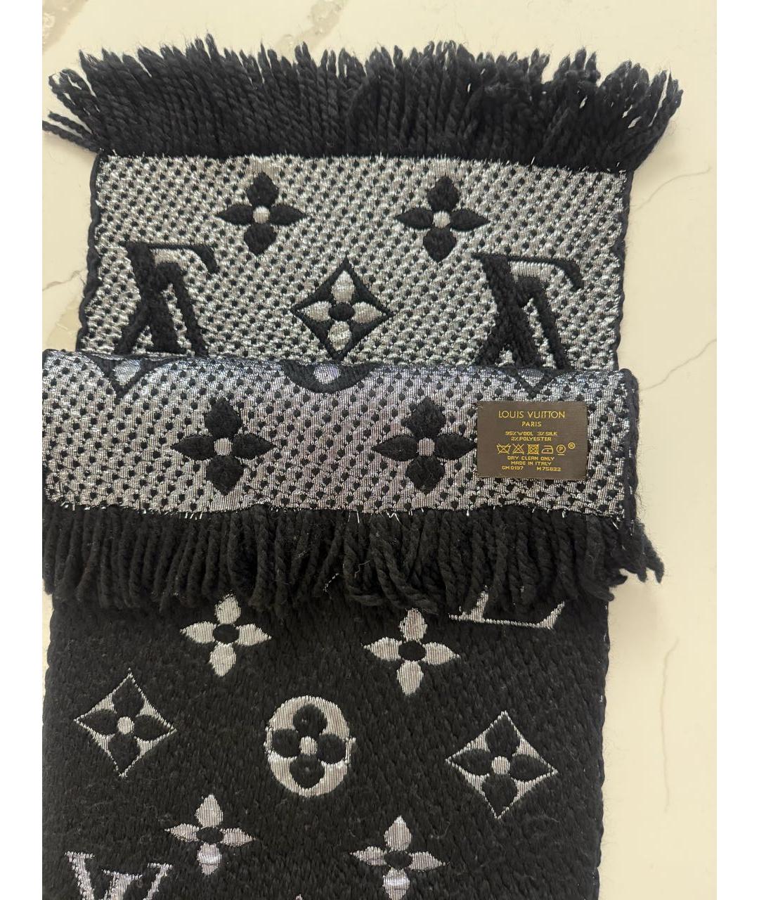 LOUIS VUITTON Черный шерстяной шарф, фото 2