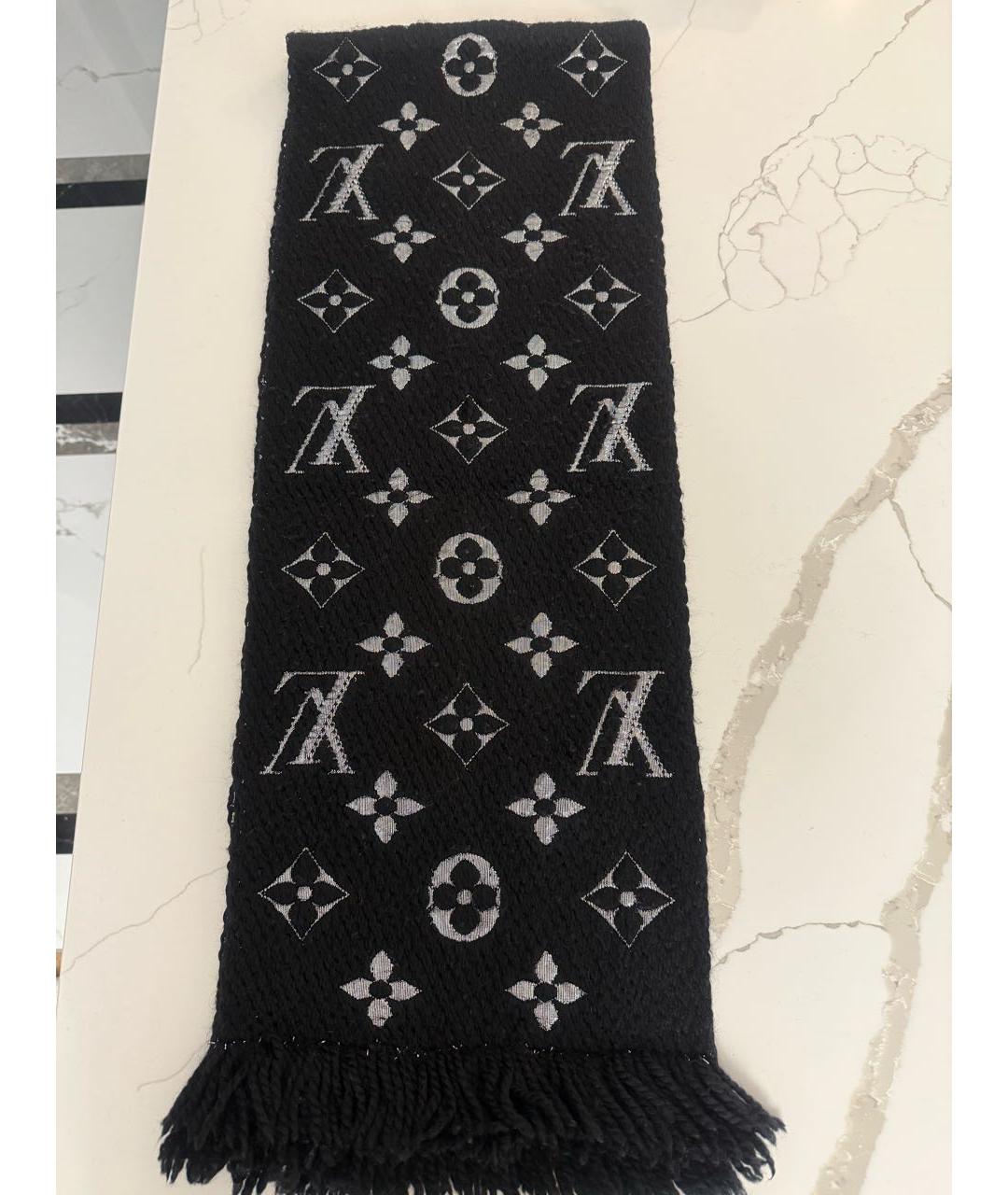 LOUIS VUITTON Черный шерстяной шарф, фото 4
