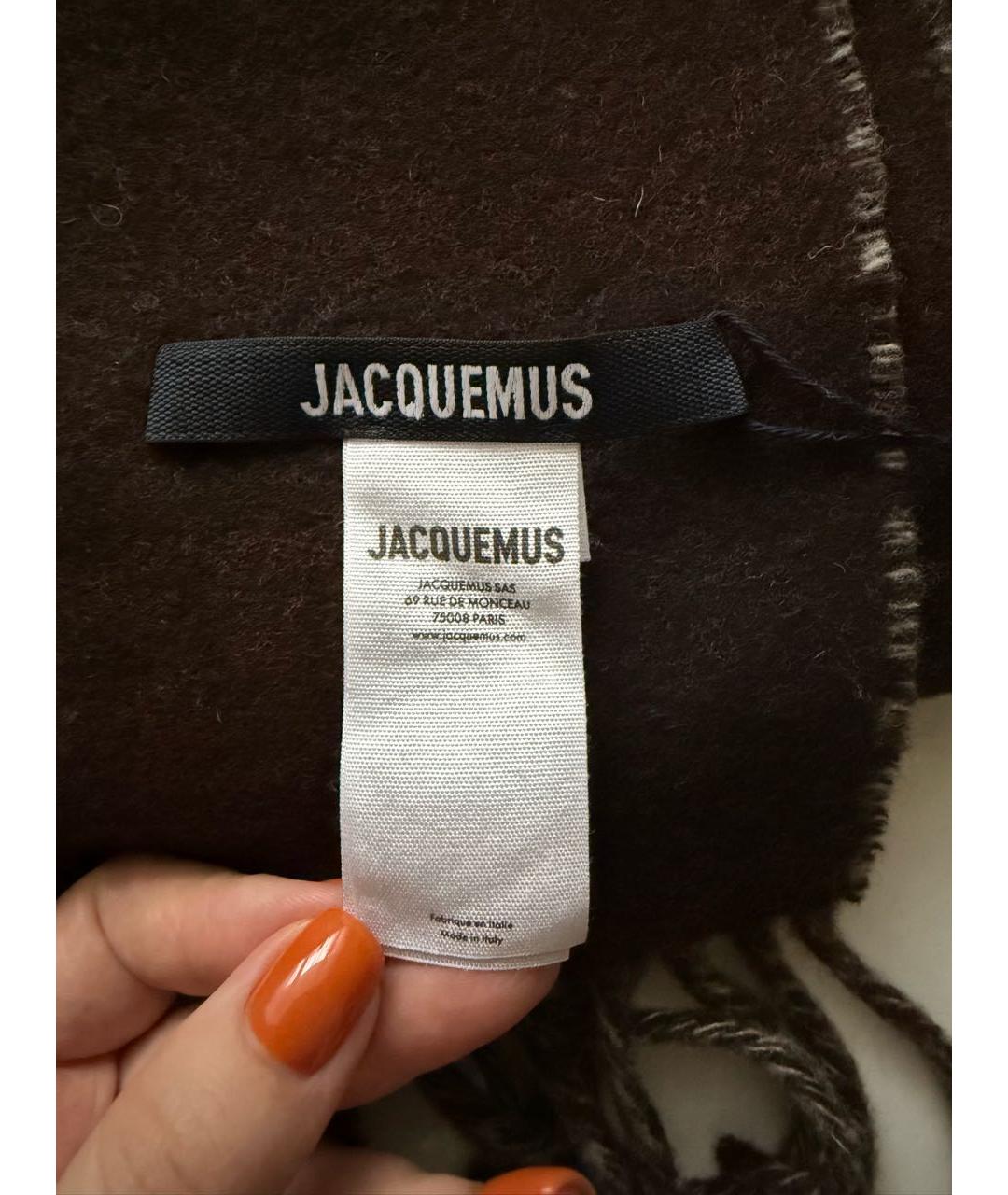 JACQUEMUS Коричневый шерстяной шарф, фото 2