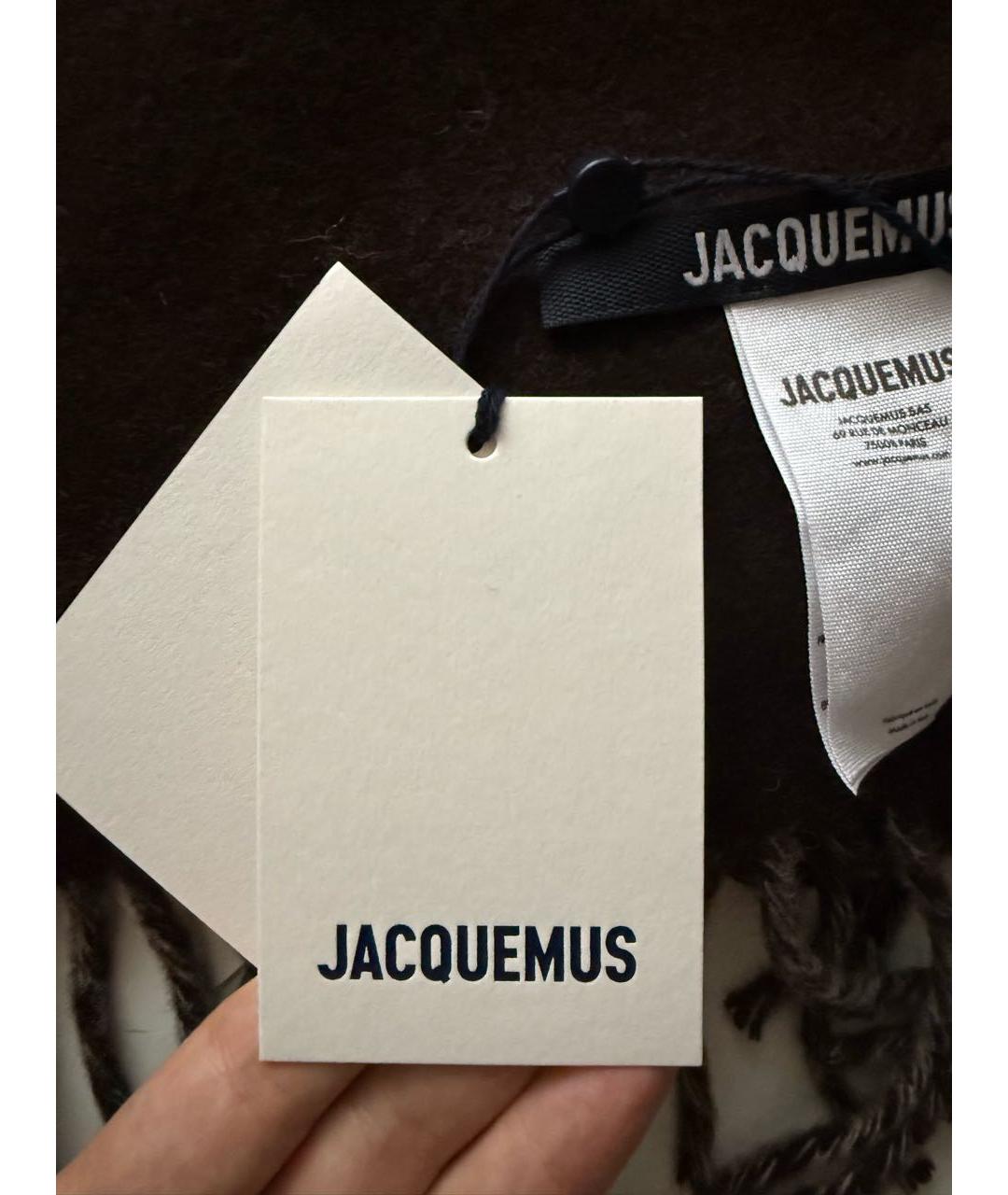JACQUEMUS Коричневый шерстяной шарф, фото 6