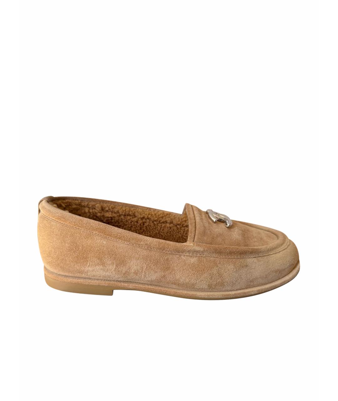 CHANEL Коричневые замшевые мокасины, фото 1