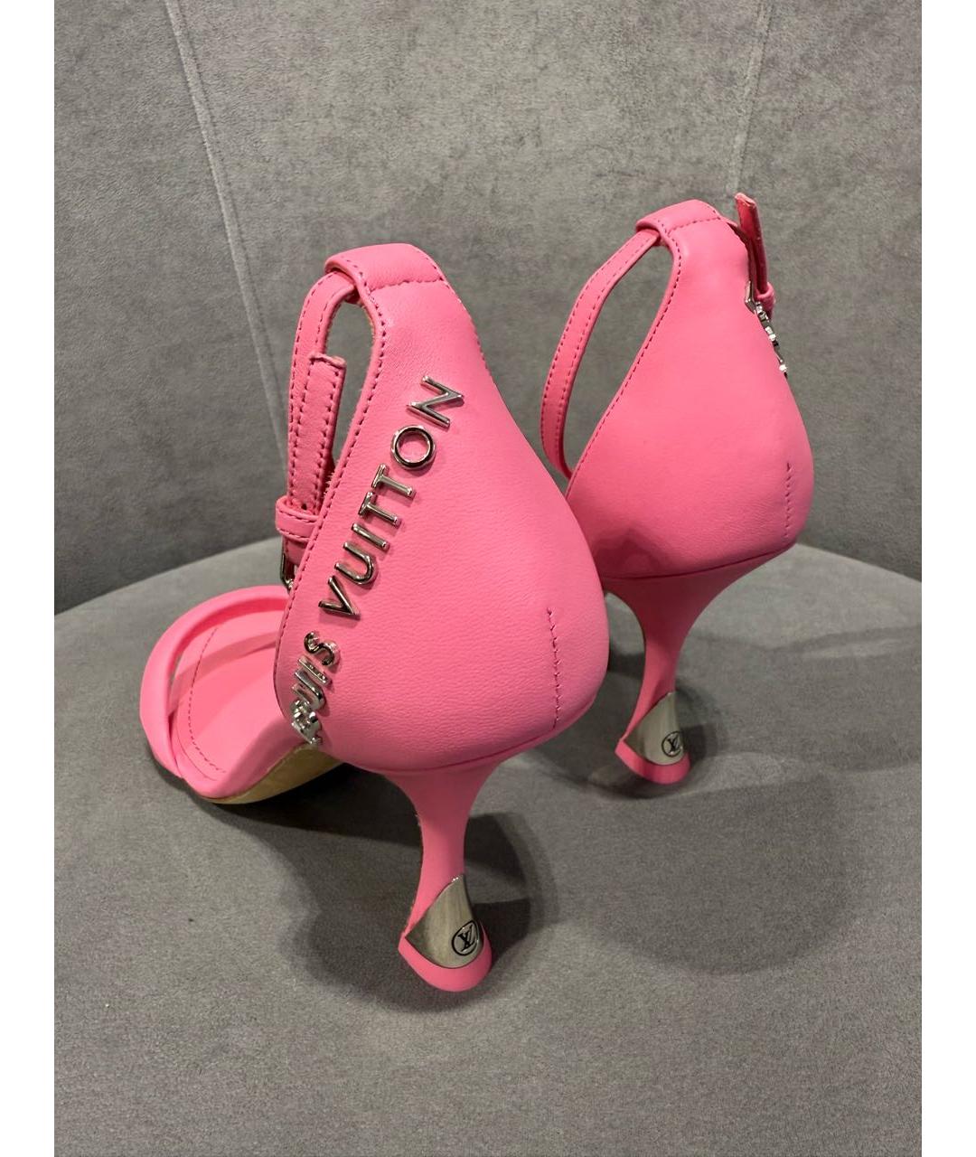 LOUIS VUITTON Розовые кожаные босоножки, фото 4