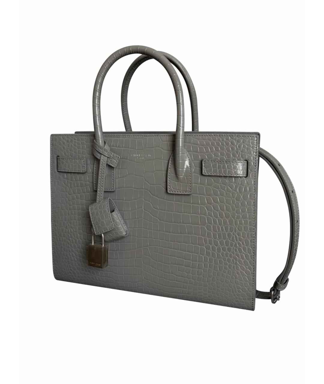 SAINT LAURENT Серая кожаная сумка тоут, фото 1