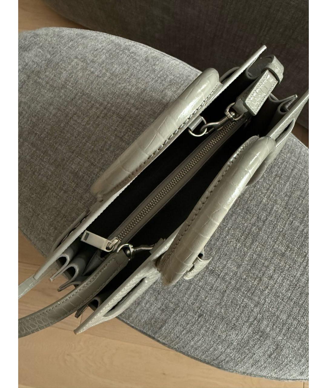 SAINT LAURENT Серая кожаная сумка тоут, фото 4